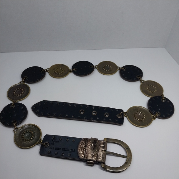 Vtg Style Boho Western Concho Belt Metallic Discs Rhinestone Studded 34-36 inch - Picture 12 of 12